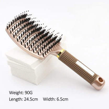 Professional Salon Hairdressing Bristle Scalp Massage Comb for Girls - Wet Curly Detangling Hair Brush for Barber Styling Tools