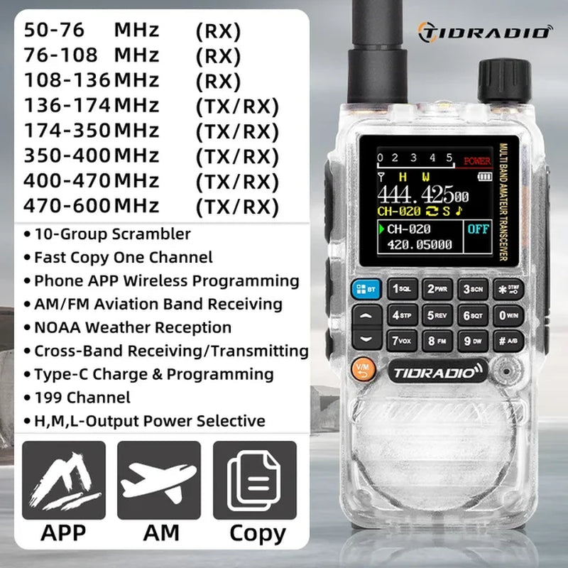 Long Range Rechargeable Walkie Talkies with Air Band Frequency Programming