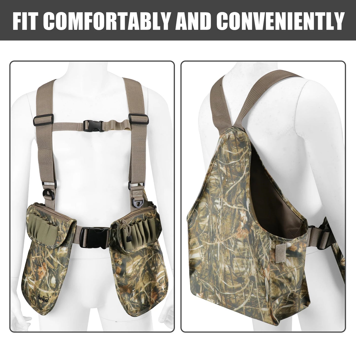 Lightweight Camouflage Hunting Vest for Upland - Waterfowl with Game Duck Pouch - Multiple Pockets