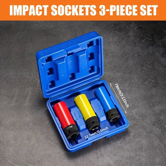 Impact Socket Drive Wheel Protector Sleeve Set - Durable Plastic Sleeves (15mm, 17mm, 19mm, 21mm, 22mm)