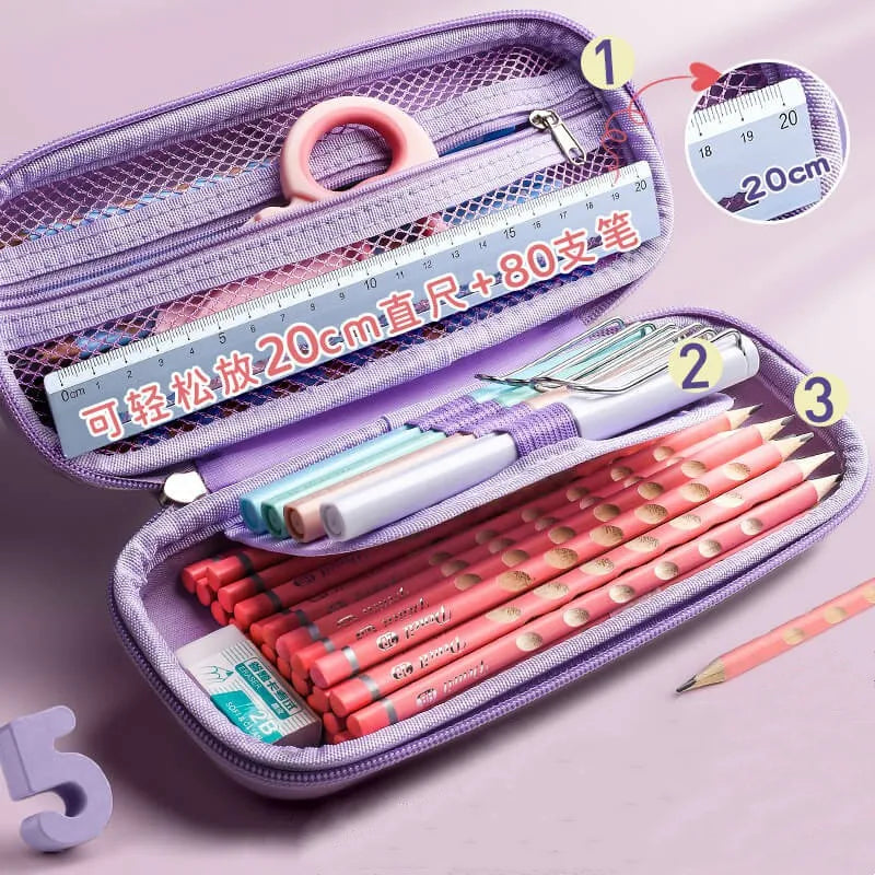 Large Capacity 3D Unicorn Pencil Case for Students - Three Layer School Stationery Box