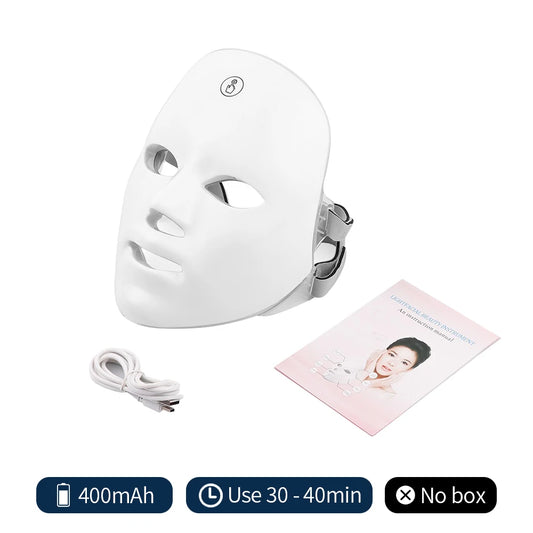 Facial LED Photon Therapy Rejuvenation Mask - 7 Colors, Rechargeable, Home Beauty Device