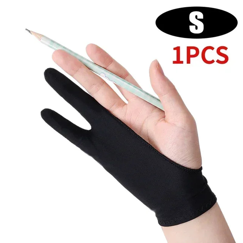 Artist Drawing Gloves with Palm Rejection for Apple iPad and Graphic Tablet - Right/Left Hand, Two Finger Design