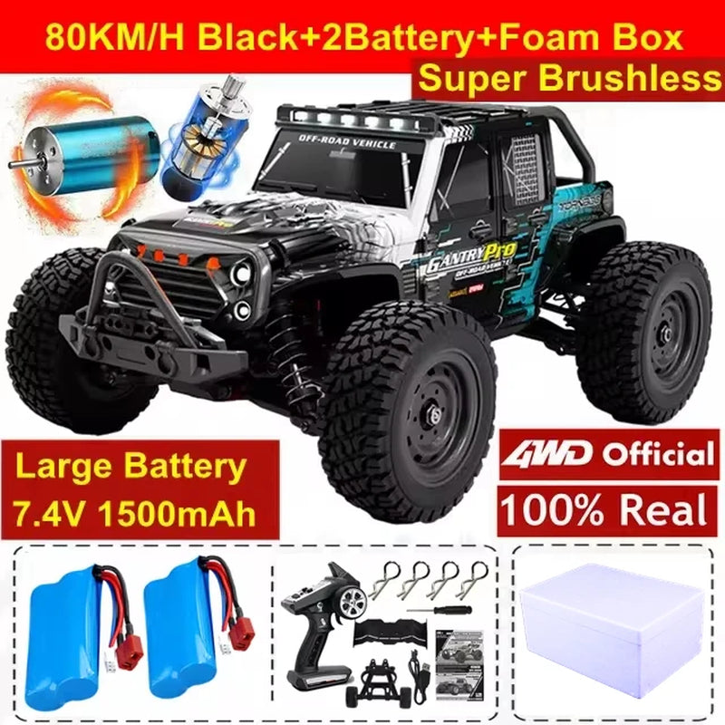 1:16 Scale High Speed RC Car for Off-Road Racing with Brushless Motor, Remote Control, and Drift Capabilities