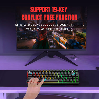 68-Key USB Wired Gaming Keyboard with 20 RGB Backlight for Windows Laptops and Computers