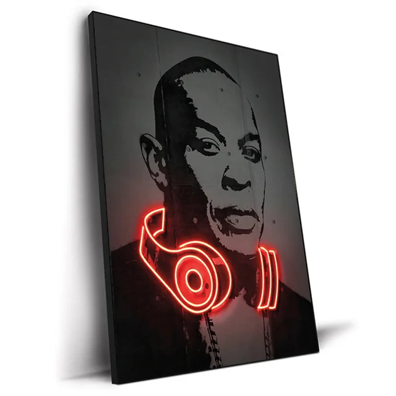 Neon Rapper Star Posters: Abstract Hip Hop Singers Wall Art Canvas Painting for Home or Bar Decor