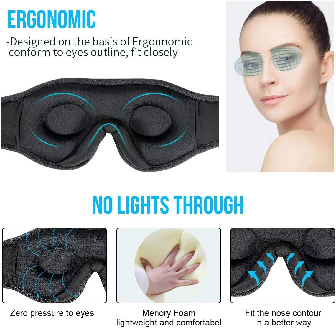 Sleep Headphones with 3D Eye Mask and Built-In HD Speaker for Music Play