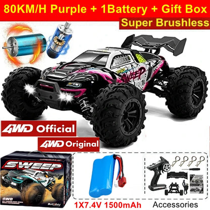 1:16 Scale High Speed RC Car for Off-Road Racing with Brushless Motor, Remote Control, and Drift Capabilities