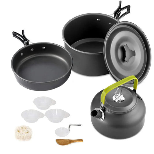 Outdoor Camping Cookware Set - Lightweight Aluminum Equipment for Traveling, Trekking, and Hiking