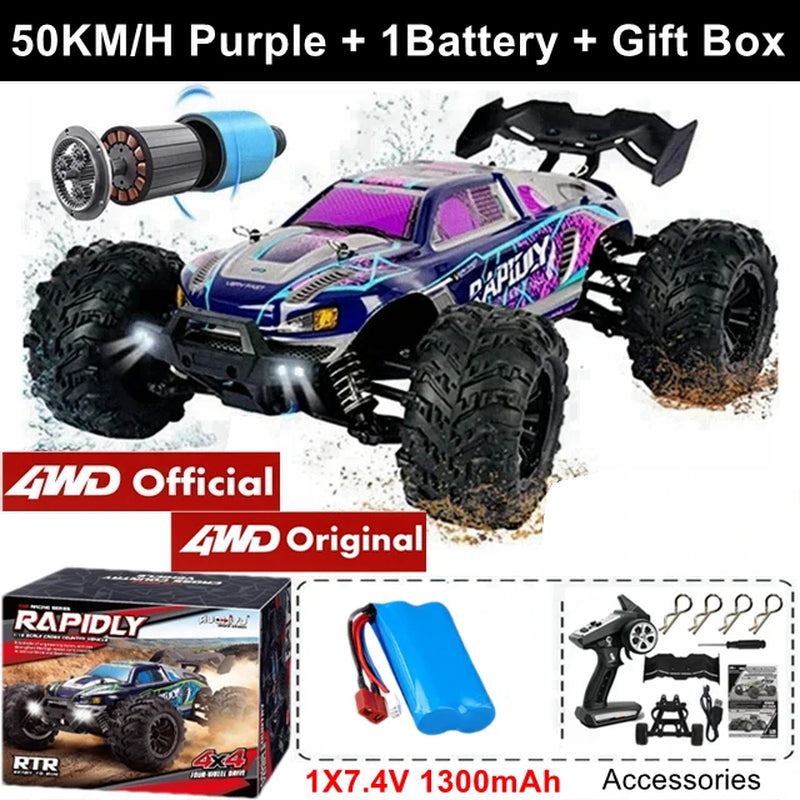 1:16 Scale High Speed RC Car for Off-Road Racing with Brushless Motor, Remote Control, and Drift Capabilities