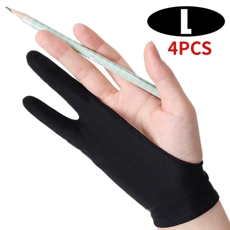 Artist Drawing Gloves with Palm Rejection for Apple iPad and Graphic Tablet - Right/Left Hand, Two Finger Design