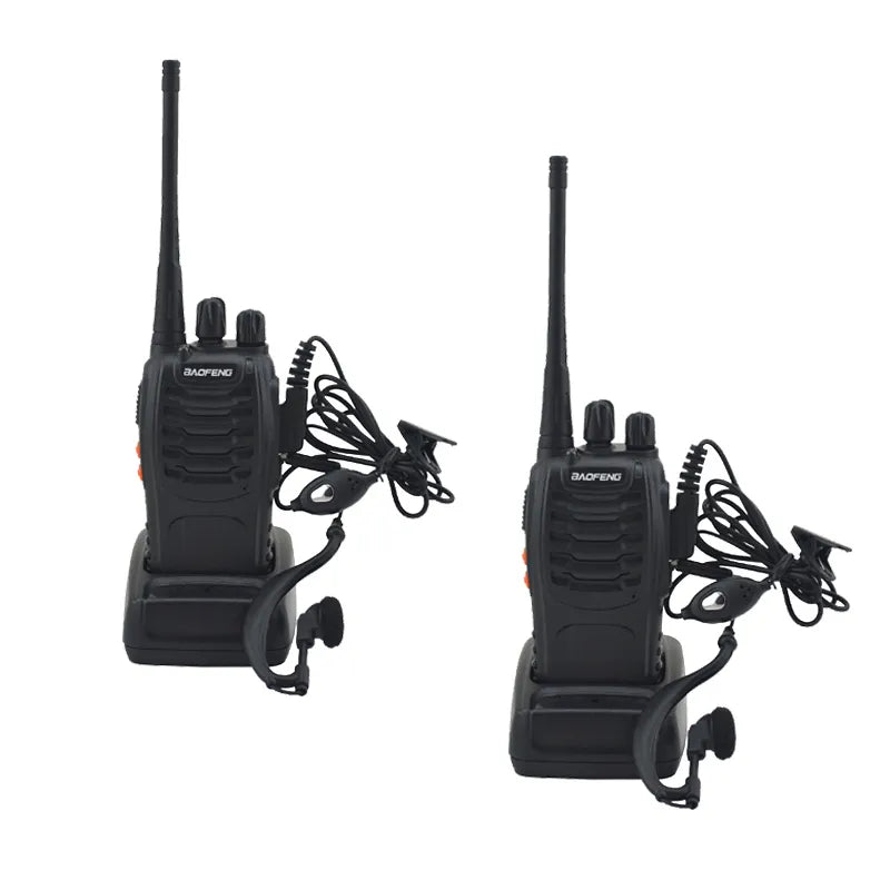 Set of 2 BF-888S UHF Two Way Radios with 16CH Portable Transceiver and Earpiece