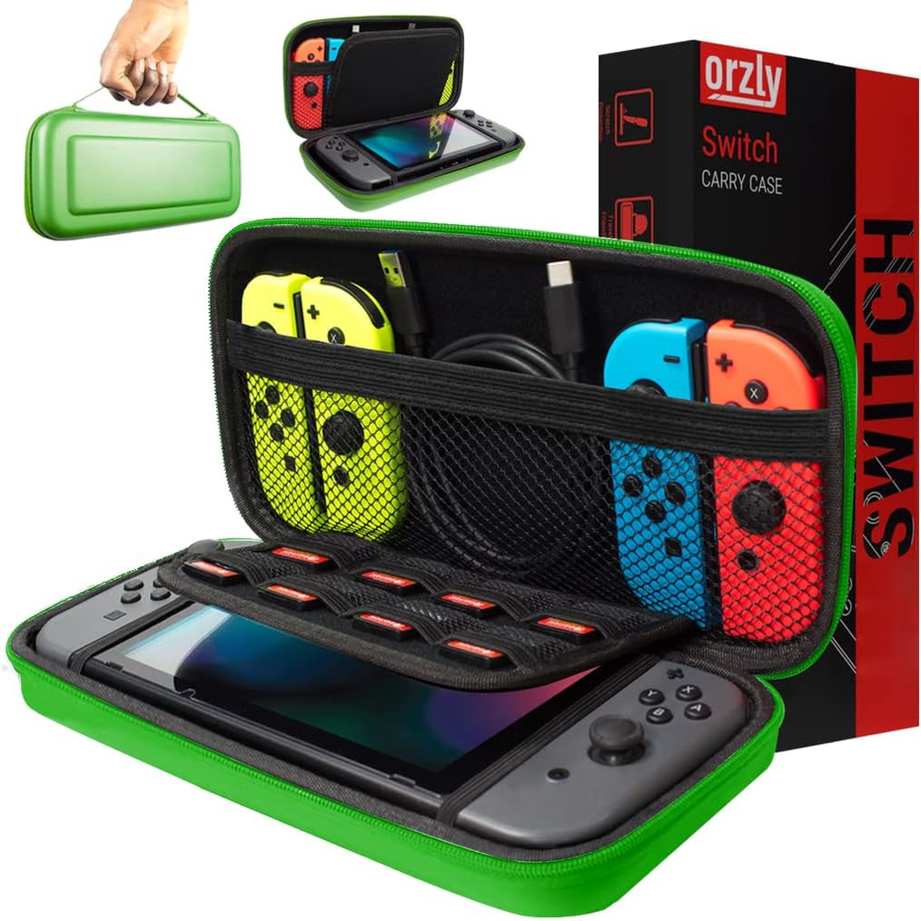 Carry Case for Nintendo Switch and Switch OLED Console - Durable Portable Travel Shell with Accessory and Game Storage Pockets