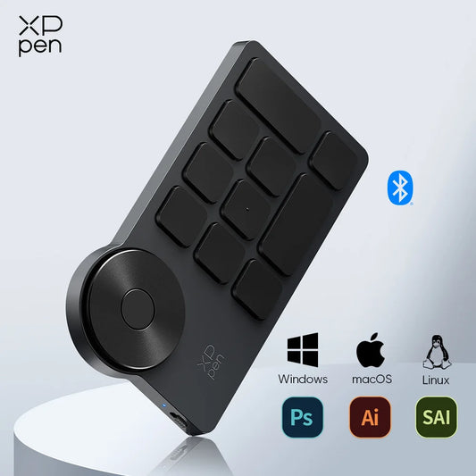 Wireless Shortcut Remote with 10 Customized Keys: Portable Bluetooth Keyboard for Windows, Mac, and Drawing Tablet