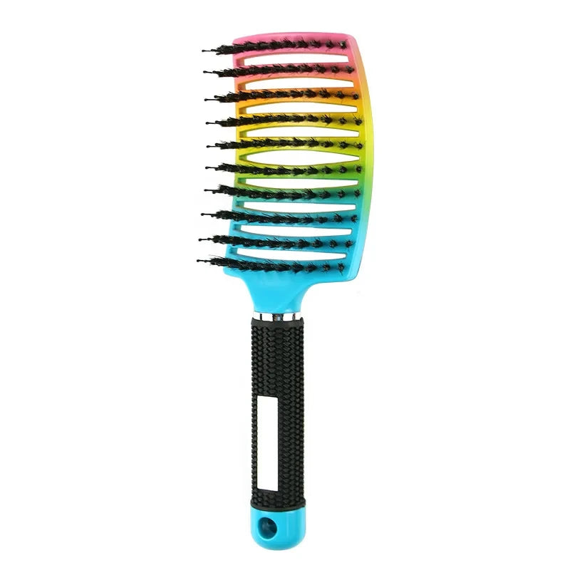 Professional Salon Hairdressing Bristle Scalp Massage Comb for Girls - Wet Curly Detangling Hair Brush for Barber Styling Tools