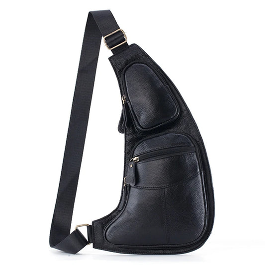 Men's Genuine Leather Crossbody Sling Backpack for Casual Travel