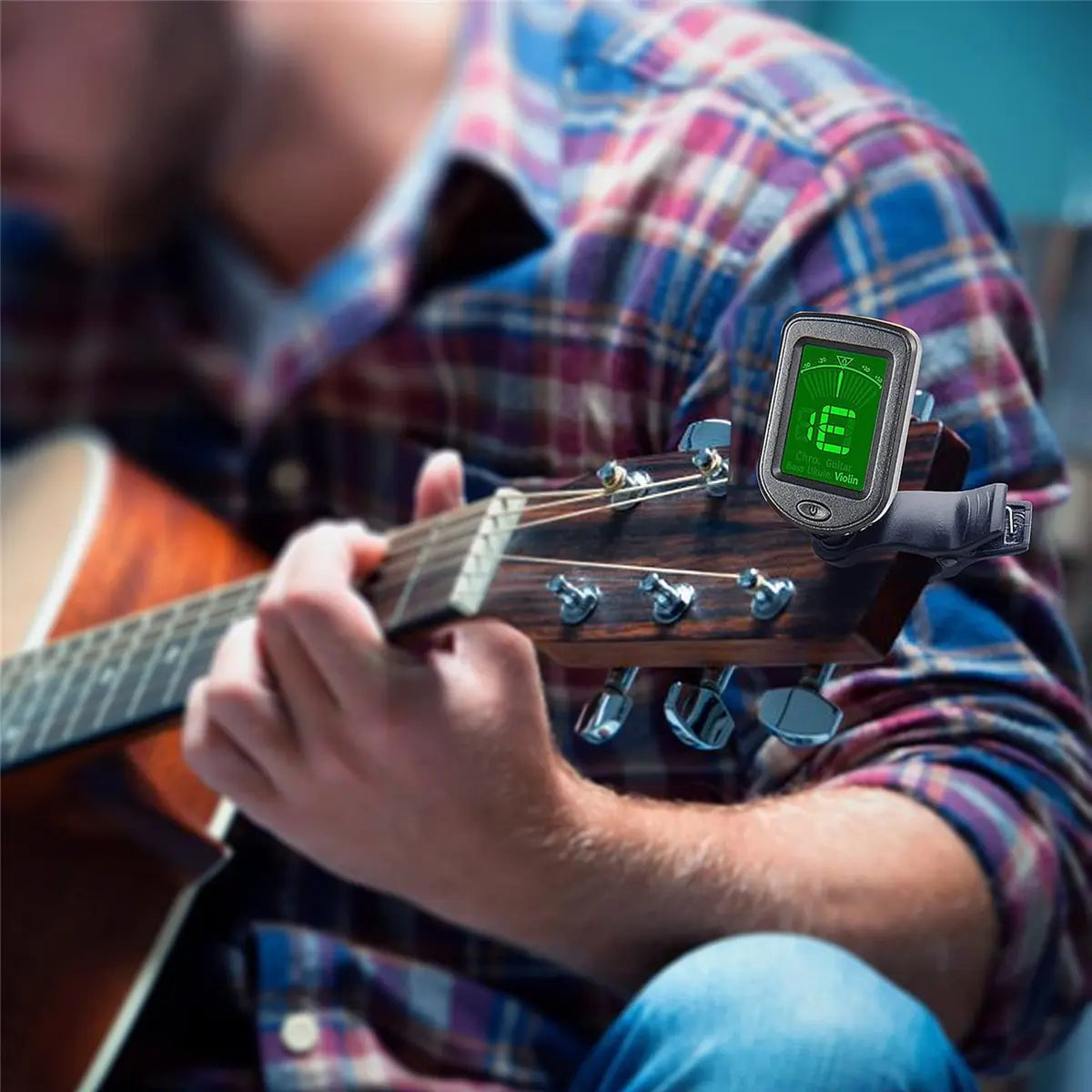 Universal Clip-On Electronic Tuner for Guitar, Bass, Ukulele, Violin, Mandolin, and Banjo