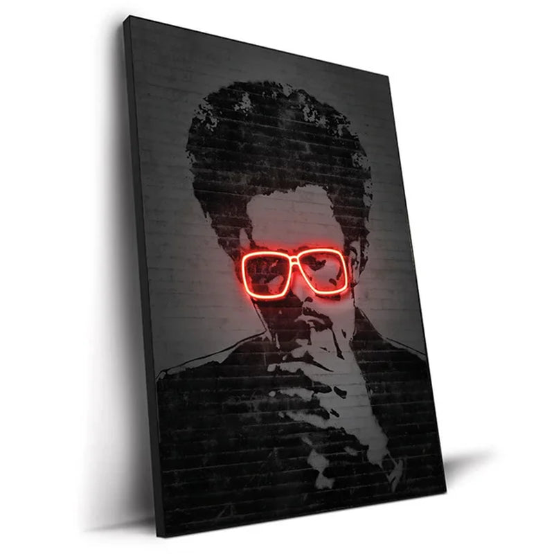 Neon Rapper Star Posters: Abstract Hip Hop Singers Wall Art Canvas Painting for Home or Bar Decor