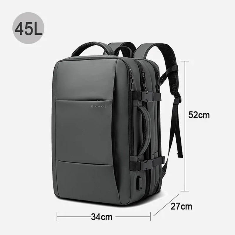 Men's Travel Business Backpack with USB Port, Expandable Design, Large Capacity for 17.3" Laptop, Waterproof and Fashionable