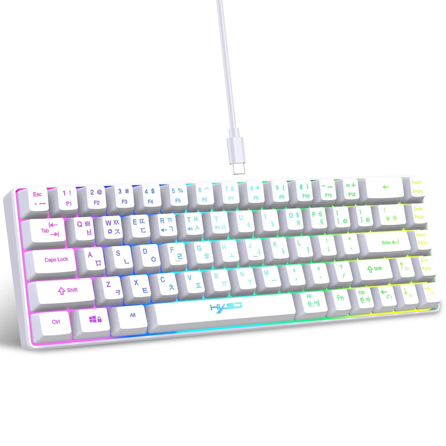 68-Key USB Wired Gaming Keyboard with 20 RGB Backlight for Windows Laptops and Computers