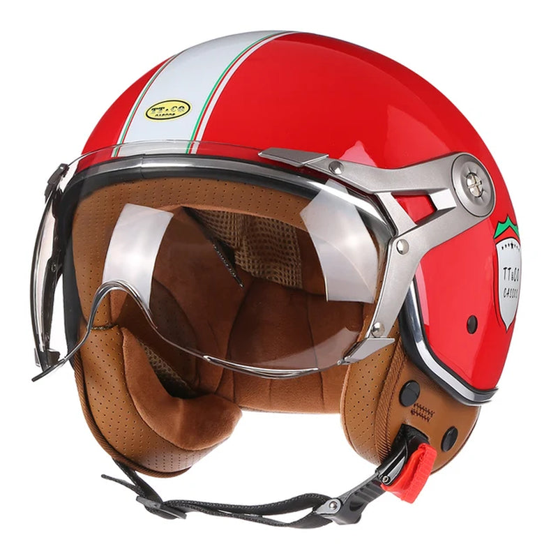 Ride in Style with this Vintage Open Face Motorcycle Helmet for Men and Women! 