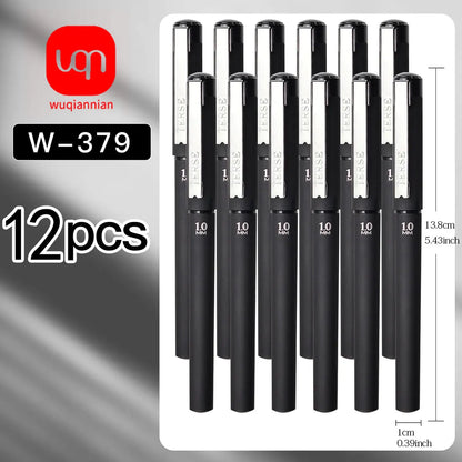 Set of 6 Black Gel Pens with Metal Clip, 1.0mm Tip for Smooth Writing 