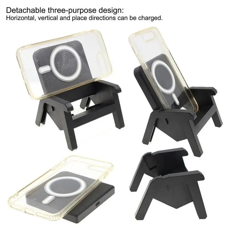 Portable Mini Chair Wireless Charger with 15W Loudspeaker - Vertical Desk Creative Gift for Mobile Phone