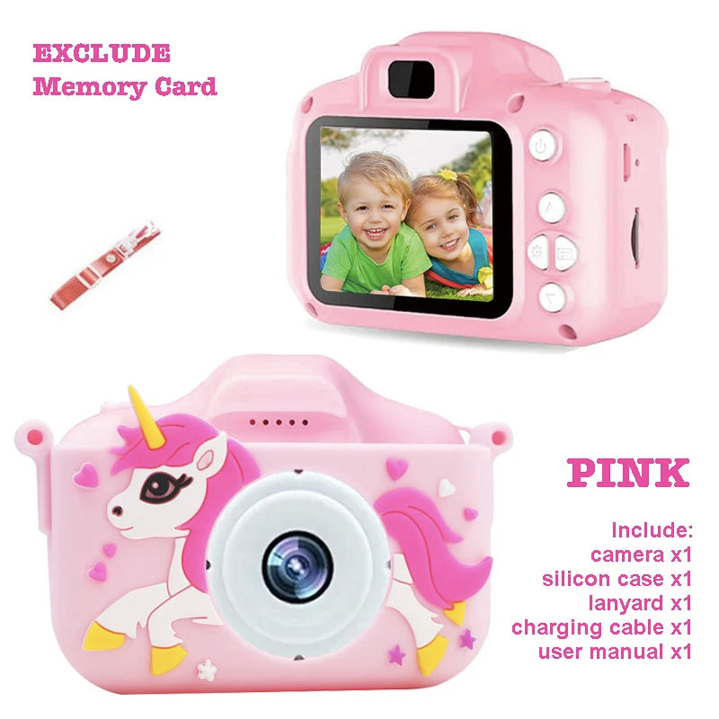 Children's Digital Camera with Cartoon Unicorn Silicone Case, Deer Astronaut Lanyard, Selfie Function, Portable Video Recording, USB Connectivity - Perfect Holiday Gifts for Boys