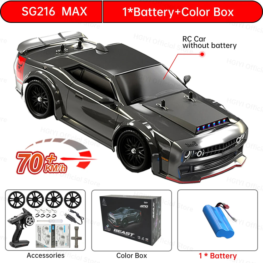 SG116 MAX/PRO 1:16 High Speed Drift Racing RC Car - 80KM/H or 40KM/H Brushless Motor, 4WD Off-Road Vehicle for Kids