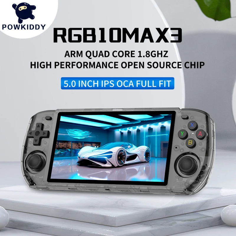 RGB10 MAX3 Retro Handheld Game Console with RK3566 Chip, 5 Inch IPS Screen, and Open-Source Retro Gaming 