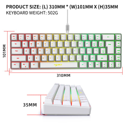 68-Key USB Wired Gaming Keyboard with 20 RGB Backlight for Windows Laptops and Computers