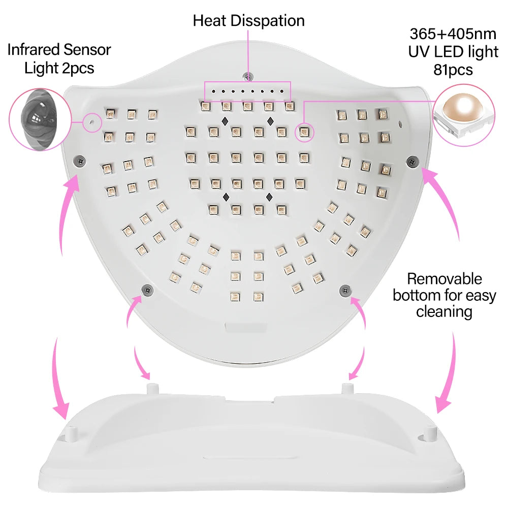 Professional LED Nail Lamp for Gel Nails with 81 Leds and 4 Timers