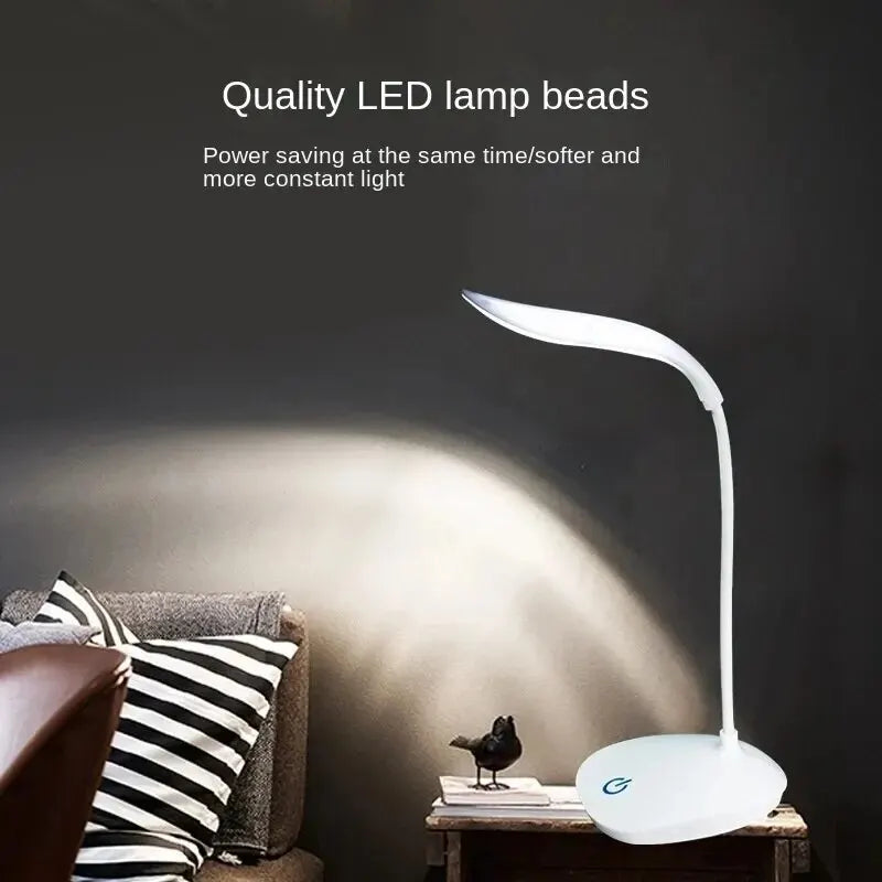 LED Desk Lamp with USB Charging, Eye-Care Beads, Three Dimming Modes