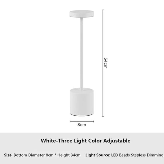 Rechargeable LED Desk Lamp with Touch Switch, Dimmable, 3 Color Temperatures 