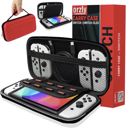 Carry Case for Nintendo Switch and Switch OLED Console - Durable Portable Travel Shell with Accessory and Game Storage Pockets