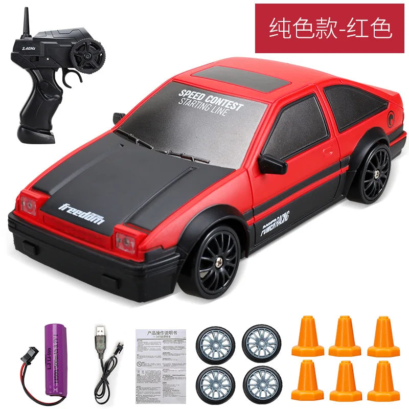 2.4GHz High Speed Drift RC Car 4WD Remote Control AE86 Model GTR Vehicle Racing Car for Children - Christmas Gift