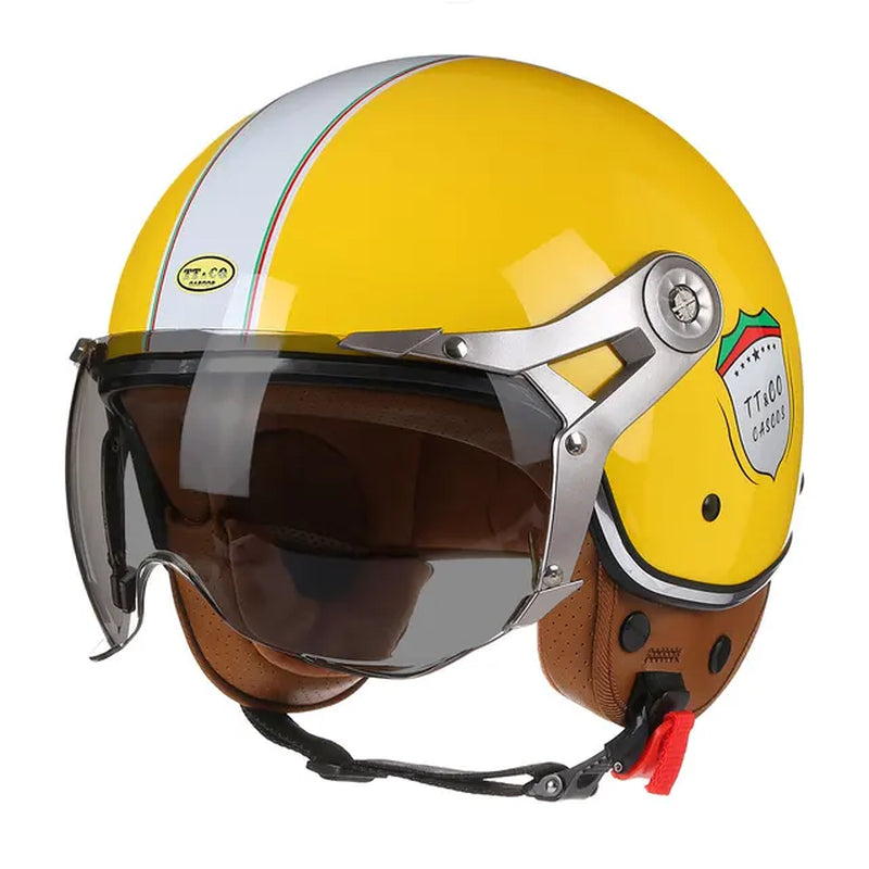 Ride in Style with this Vintage Open Face Motorcycle Helmet for Men and Women! 