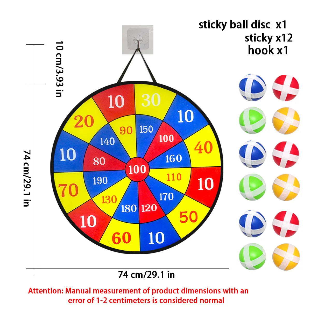 Set of 12 Sticky Ball Dart Discs for Indoor and Outdoor Play - Perfect for Parent-Child Interaction, Birthdays, and Party Games