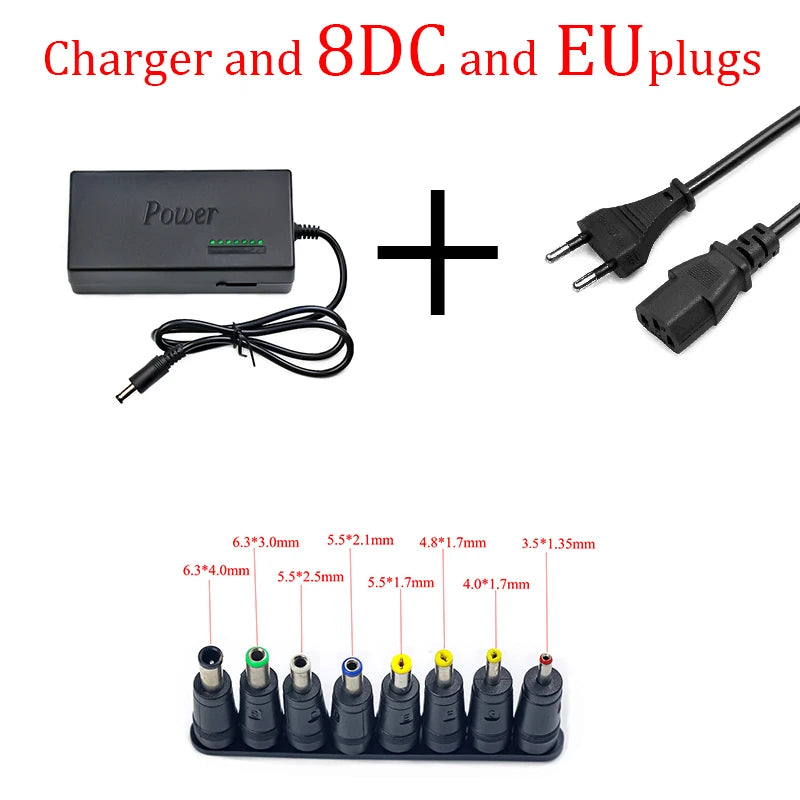 Universal Portable AC Laptop Power Adapter - 96W, 12V-24V, 4.5A - Compatible with Dell, Toshiba, HP, Asus, Acer, Sony, Lenovo