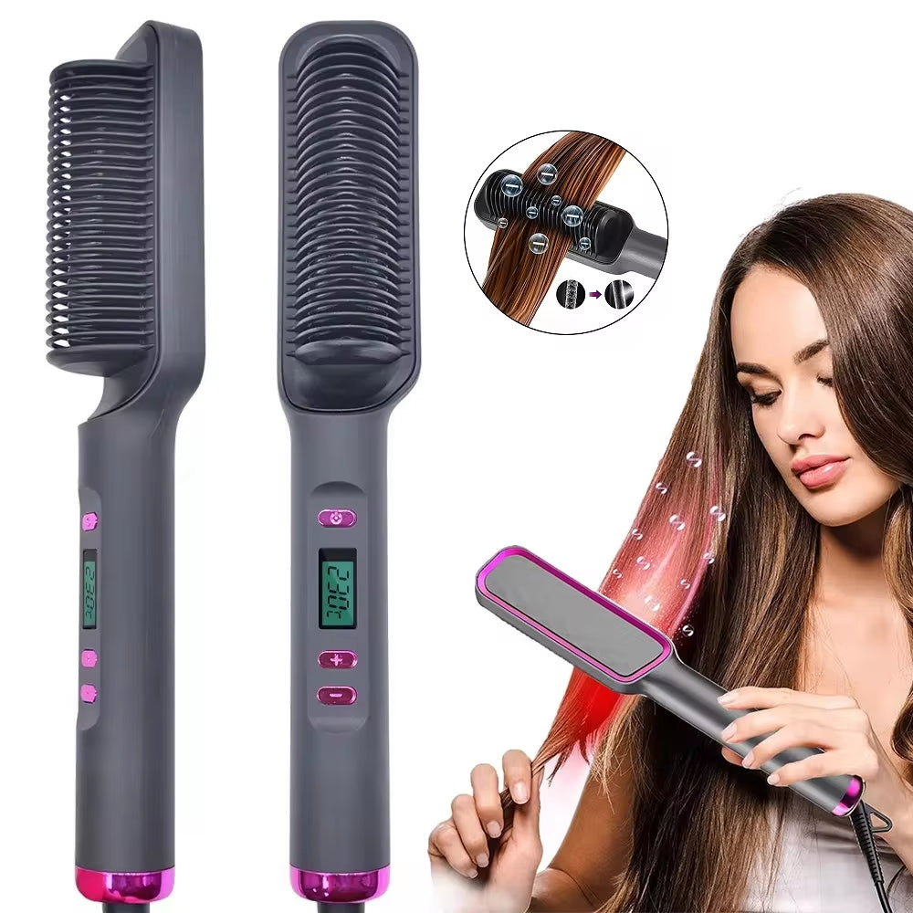 Multifunctional Electric Hot Comb with Negative Ion Technology for Straightening Hair