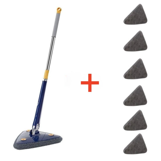 360-Degree Telescopic Triangular Mop with Adjustable Length for Wet and Dry Floor Cleaning