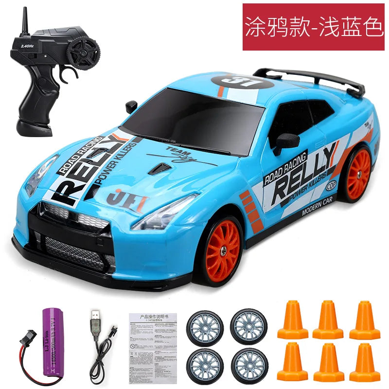 2.4GHz High Speed Drift RC Car 4WD Remote Control AE86 Model GTR Vehicle Racing Car for Children - Christmas Gift