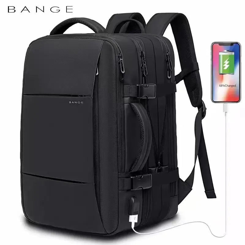 Men's Travel Business Backpack with USB Port, Expandable Design, Large Capacity for 17.3" Laptop, Waterproof and Fashionable