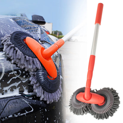 Double Brush Head Car Wash Mop with Telescopic Handle - Auto Cleaning Maintenance Tool