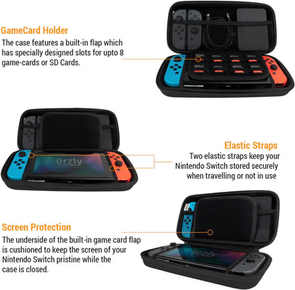 Carry Case for Nintendo Switch and Switch OLED Console - Durable Portable Travel Shell with Accessory and Game Storage Pockets