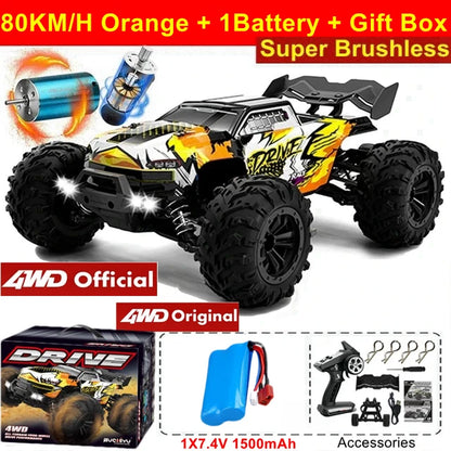 1:16 Scale High Speed RC Car for Off-Road Racing with Brushless Motor, Remote Control, and Drift Capabilities