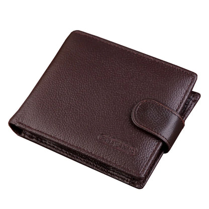 Luxury Genuine Leather Men's Short Wallet with Hasp Closure