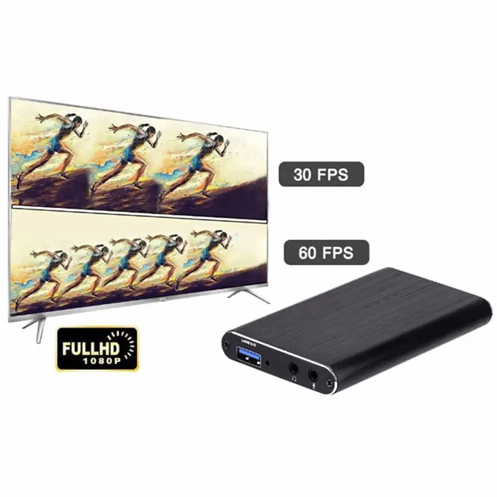 4K 1080P 60FPS HD Video Capture Card for HDTV Camera Recording - USB 3.0 PC Compatible Live Streaming Grabber Recorder