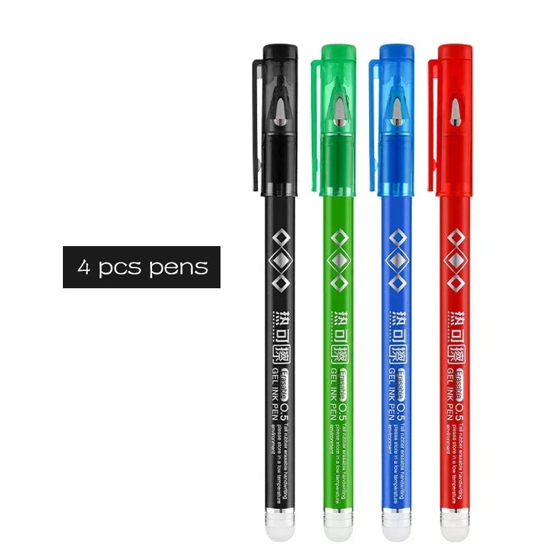 Set of 12 Large Capacity Erasable Pens with 0.5mm Multi-Color Ink for Writing, Exams, and Office Supplies