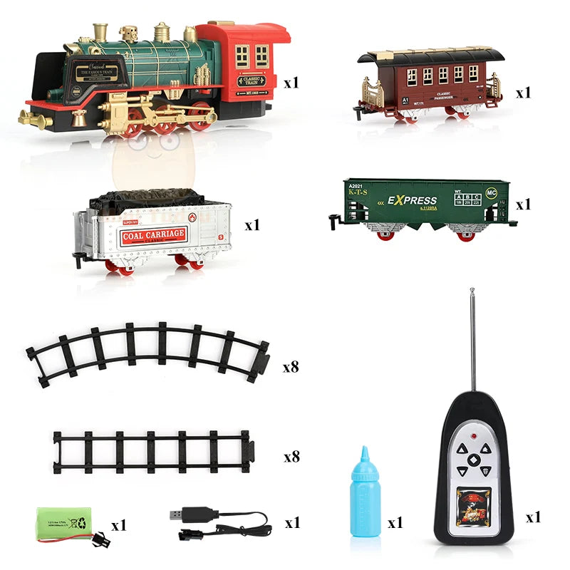 Classical Simulation Electric Railway Set with Remote Control - Educational Toy for Children